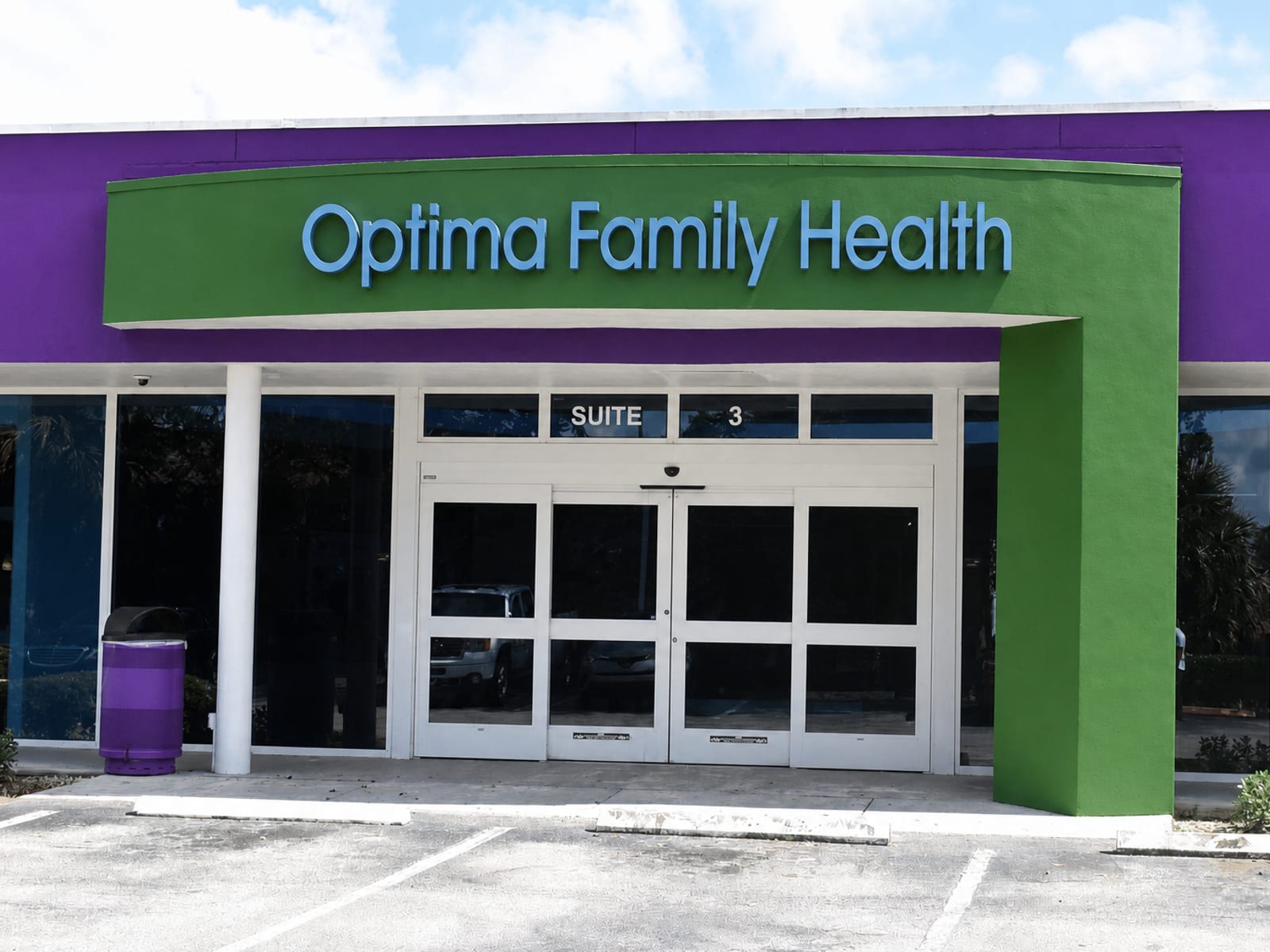 Exterior of the Optima Family Health center in Coconut Creek